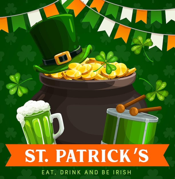 St Patricks Day Pot De Farfadet De Carte D'or De Vacances Irlandaises