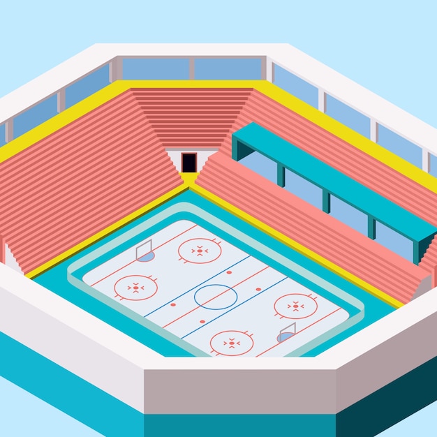 Vecteur stade isométrique ou aréna pour le hockey
