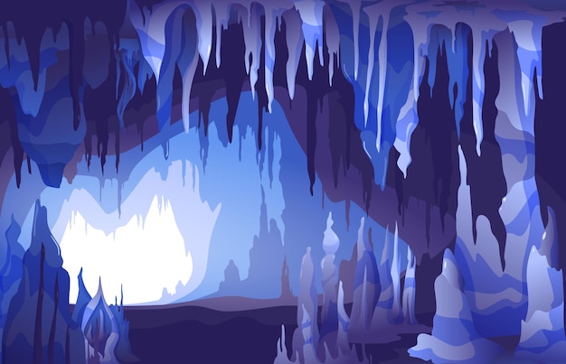 Vecteur stalactites stalagmites grotte vue