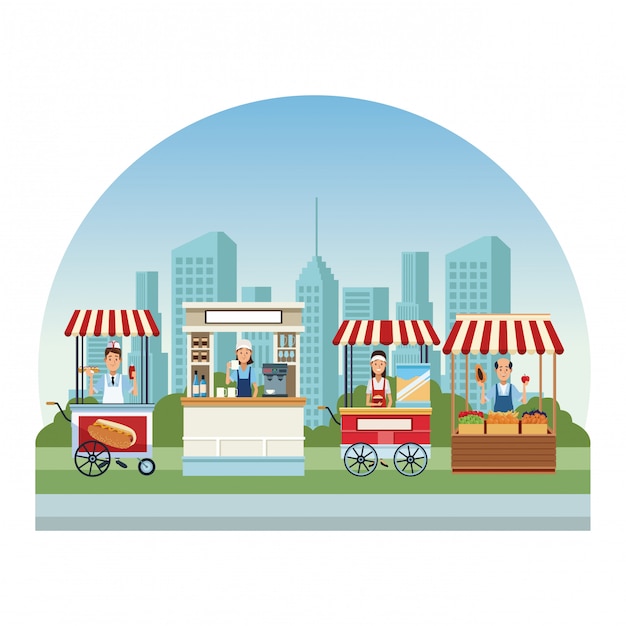Stand alimentaire et magasins