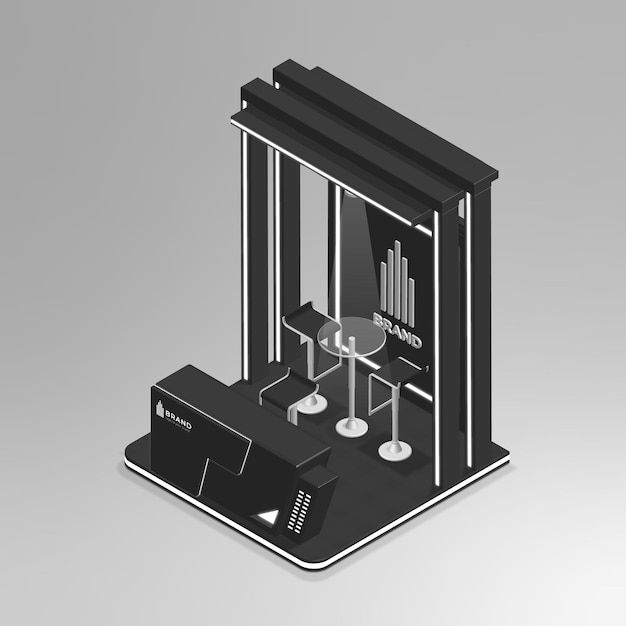 Stand D'exposition Isométrique 3d Réaliste
