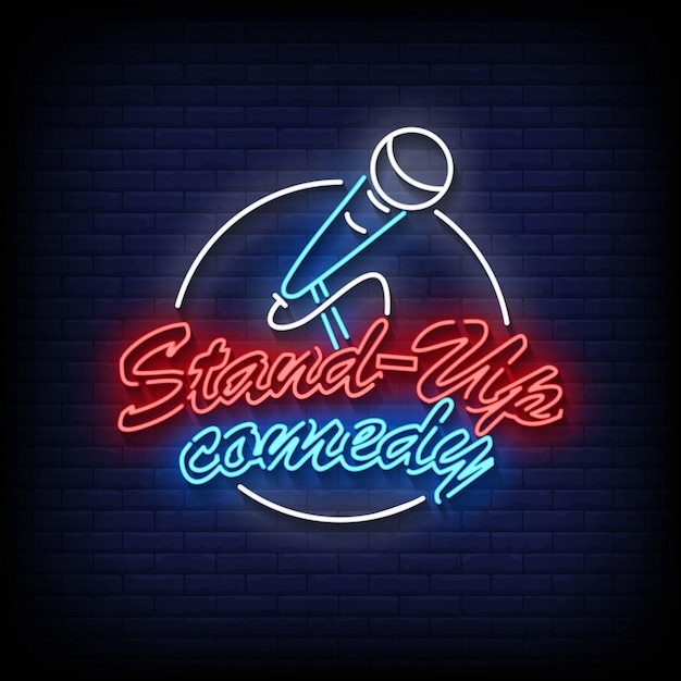 Stand Up Comedy Neon Signs Style Text Vector