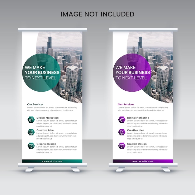 Vecteur standee roll up banner design pour votre présentation d'entreprise