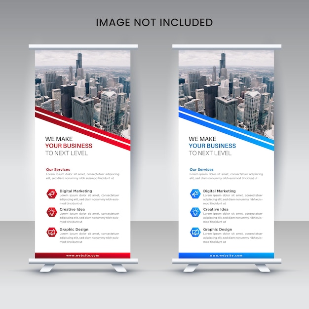 Vecteur standee roll up banner design pour votre présentation d'entreprise