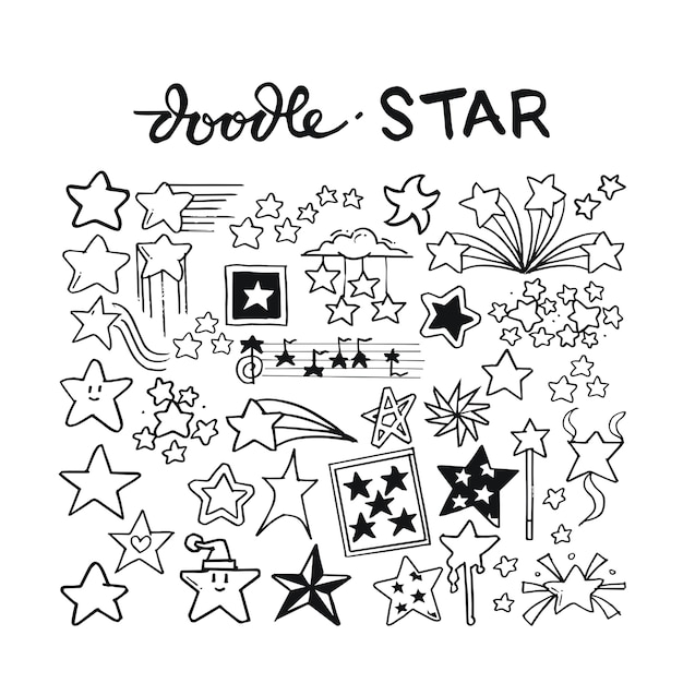 Star Doodle Ensemble Dessiné à La Main