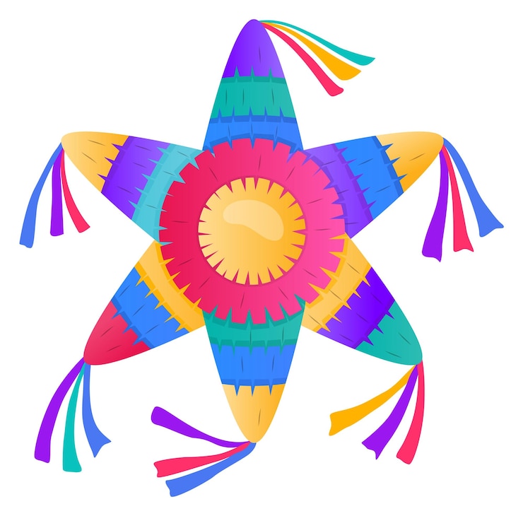 Vecteur star pinata fête de vacances drôle jeu de frappe isolé sur fond blanc