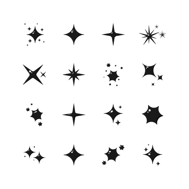 Star Scintille Des éléments Dans La Collection De Style Dessin Animé