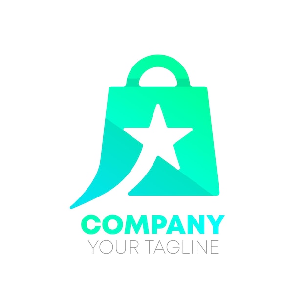 Star Shopping Bag Gradient Logo Design Icon