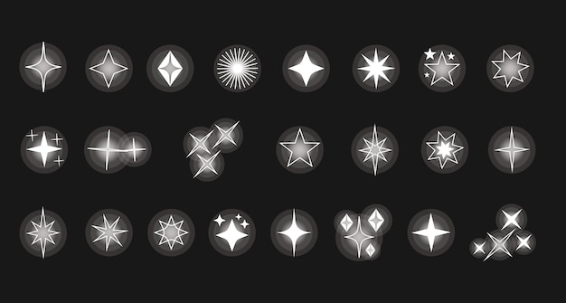 Starburst sparkle espace ligne d'art collection de jeux isolés élément de conception graphique vectoriel