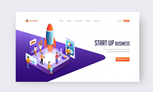 Start Up Business Concept De Site Web Ou Conception De Page De Destination.