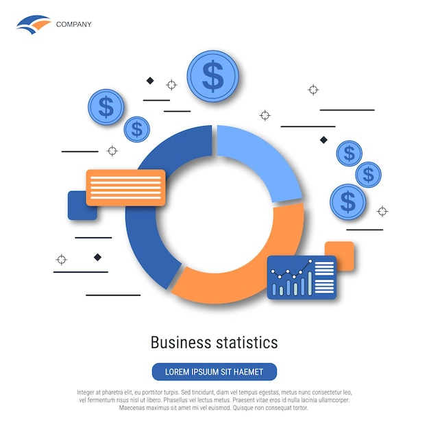 Statistiques commerciales analyse financière analyse des tendances du marché concept vectoriel de style plat