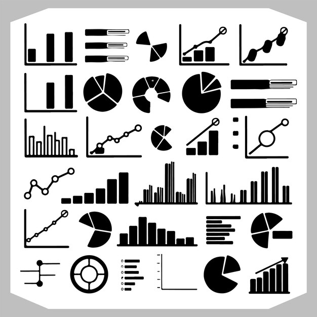 Les statistiques sur la croissance du revenu et de l'économie doivent avoir une collection d'icônes de graphiques et de diagrammes