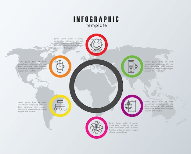 Statistiques De Modèle Infographique Avec Conception D'illustration De Cartes De Planète Terre