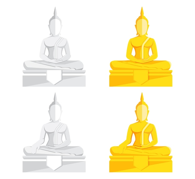 Vecteur statue de bouddha, golden buddha vector illustration