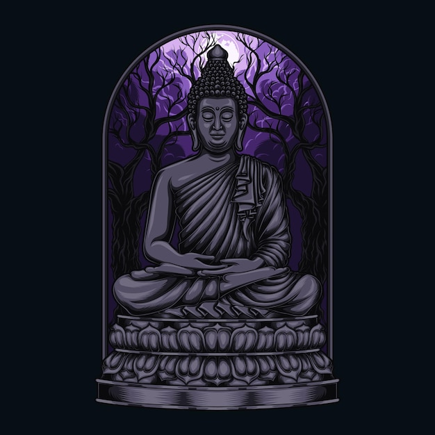 Statue De Bouddha Avec Illustration Vectorielle De Fond