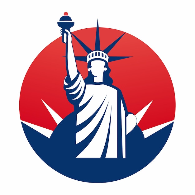 La Statue de la Liberté une sculpture néoclassique colossale se tient haute tout en tenant une torche dans sa main Une version simplifiée de la Statue of Liberty design de logo vectoriel moderne minimaliste simple