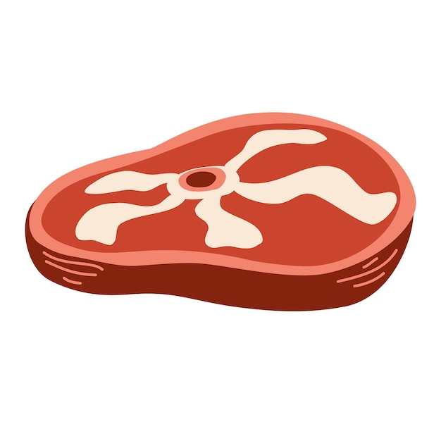 Steak Food Produit à Base De Viande Pour Une épicerie Sur Fond Blanc Idéal Pour Le Menu Du Restaurant Label Vector Hand Draw Cartoon Illustration