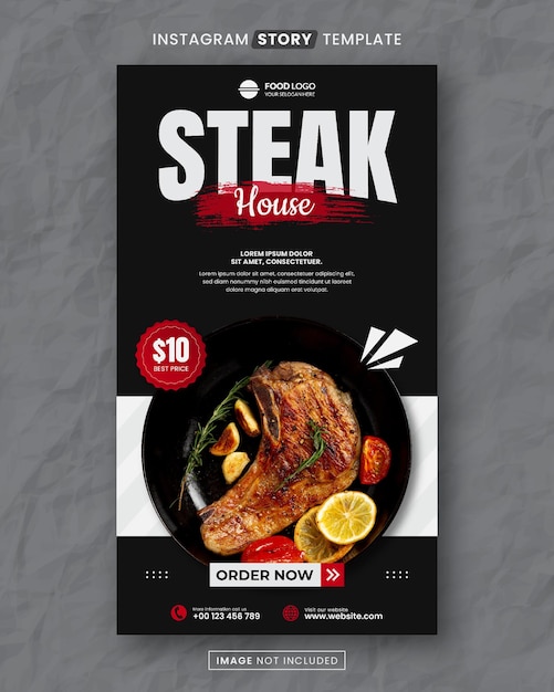 Steak House Food and Restaurant Media Social Story Post Template
