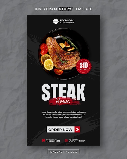 Vecteur steak house food and restaurant media social story post template