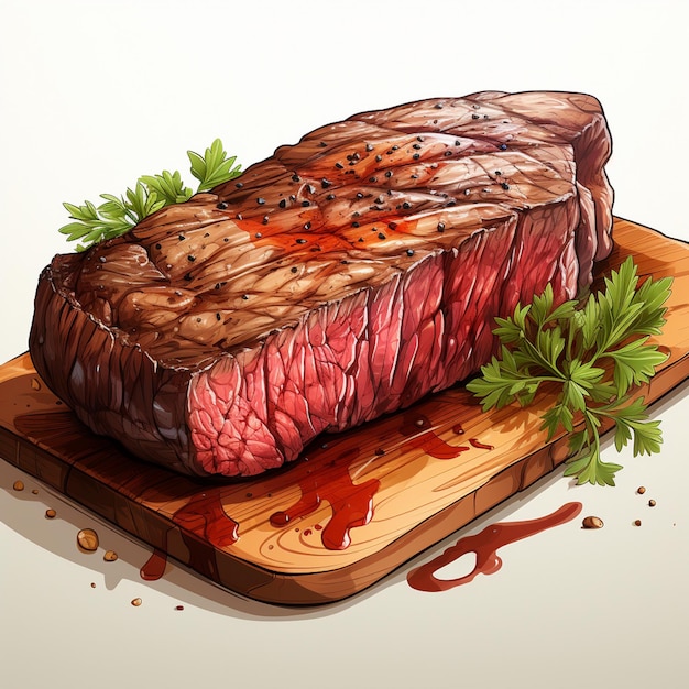 Vecteur steak nourriture viande vecteur bœuf bbq barbecue grill illustration menu isolé restaurant ico