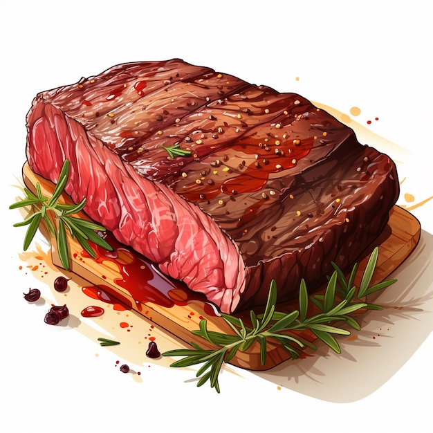 Steak Nourriture Viande Vecteur Bœuf Bbq Barbecue Grill Illustration Menu Isolé Restaurant Ico