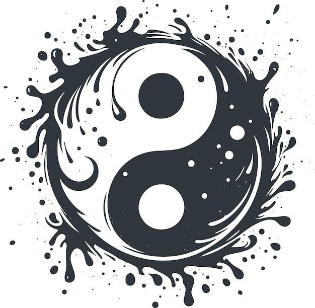 Vecteur stencil vectoriel stylisé avec yin et yang