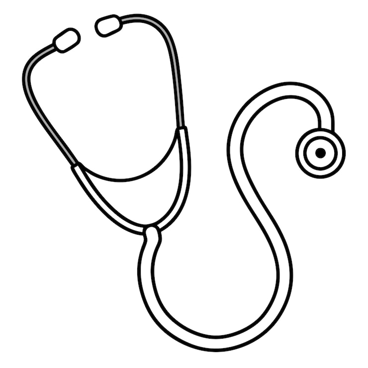 Vecteur stéthoscope contour livre de coloration page art de ligne illustration dessin numérique