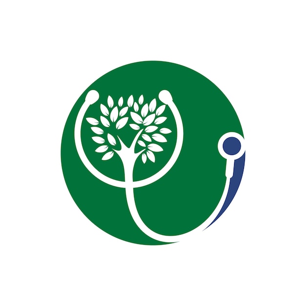 Stéthoscope avec le logo vectoriel de l'icône de l'arbre