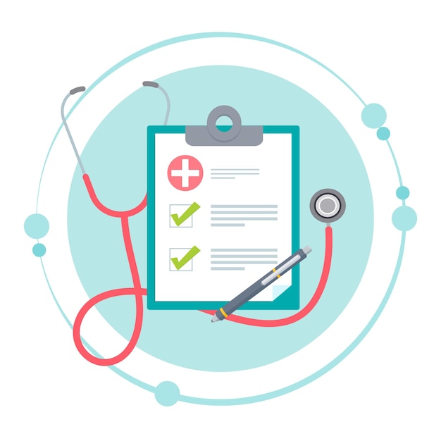 Stéthoscope Et Presse-papiers Icône Graphique D'illustration Vectorielle Médicale