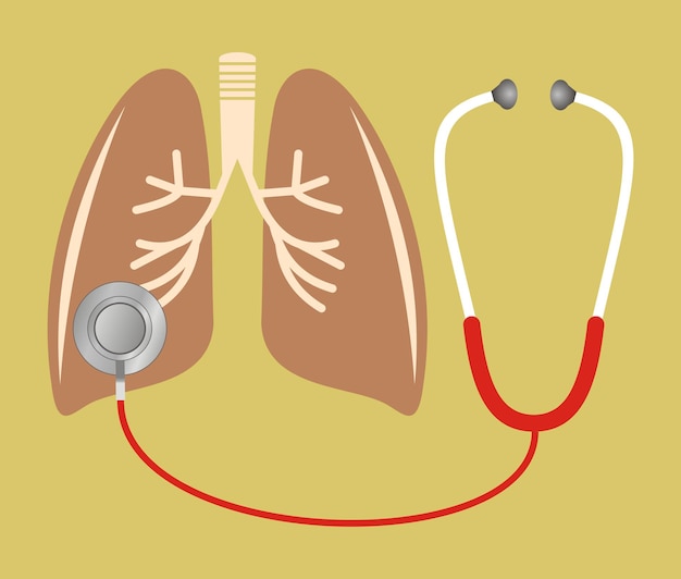 Stéthoscope Vérifiant L'illustration Vectorielle Pulmonaire