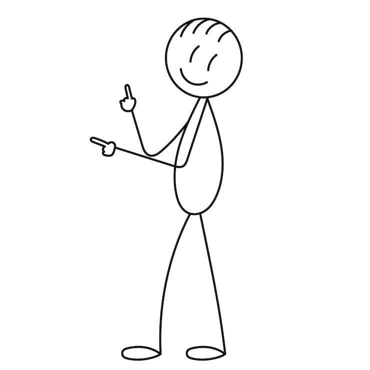 Vecteur stick figure, l'homme montre isolé