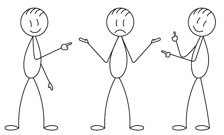 Vecteur stick figure, l'homme montre le vecteur