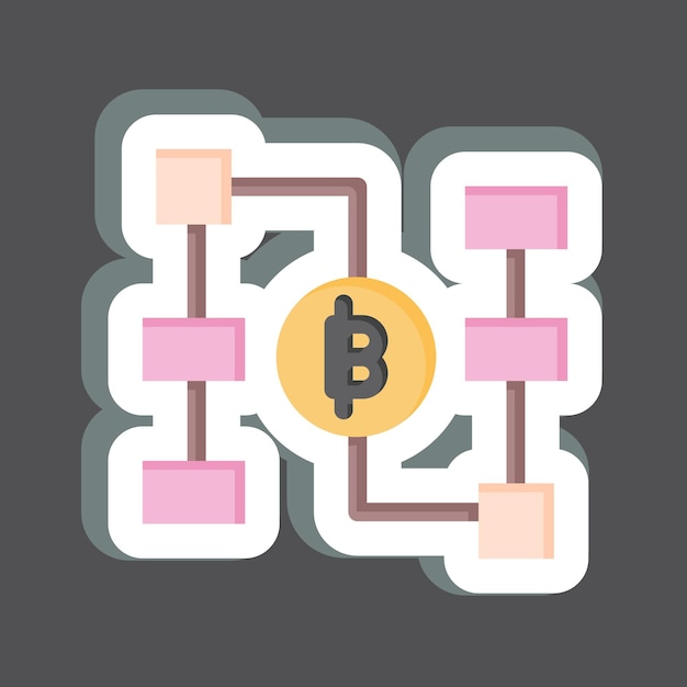 Sticker Blockchain lié au symbole de la technologie du futur illustration simple
