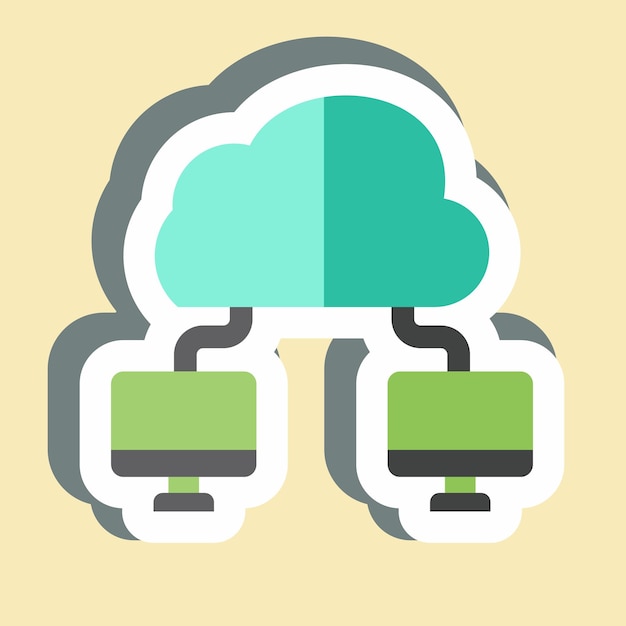 Sticker Cloud Connection liée au symbole de réseau illustration simple