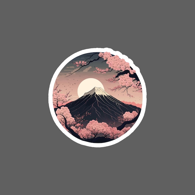 Sticker montagne fuji et sakura