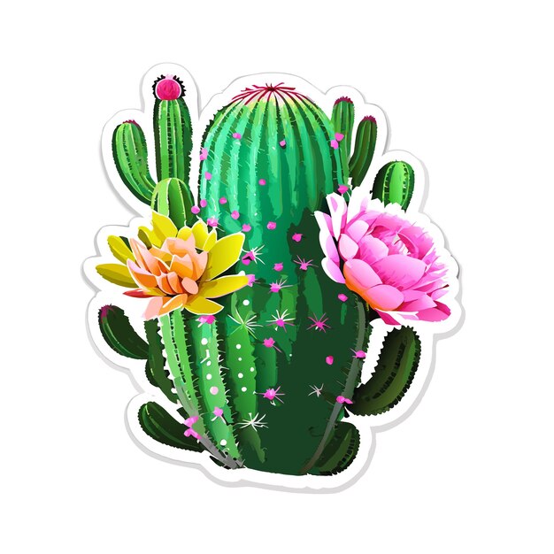 Vecteur sticker plante du désert fleur de cactus