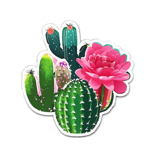 Vecteur sticker plante du désert fleur de cactus