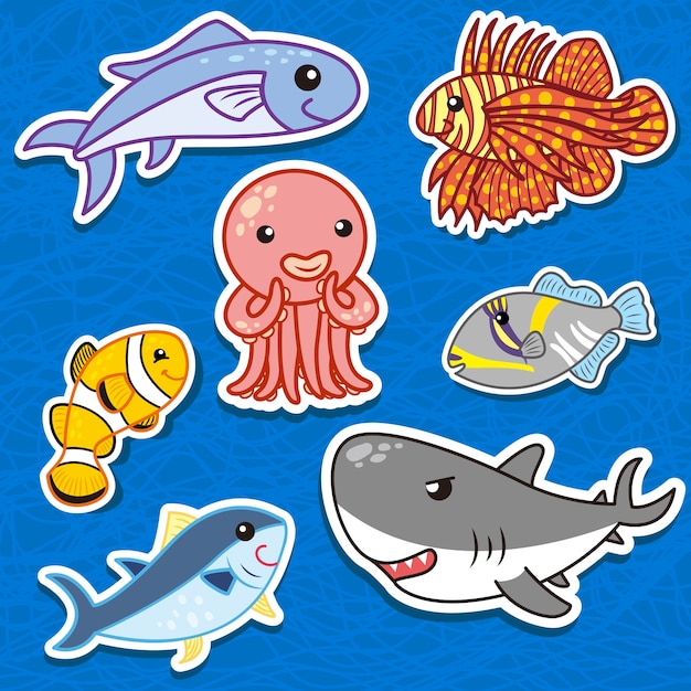 Stickers Animaux Marins Mignons