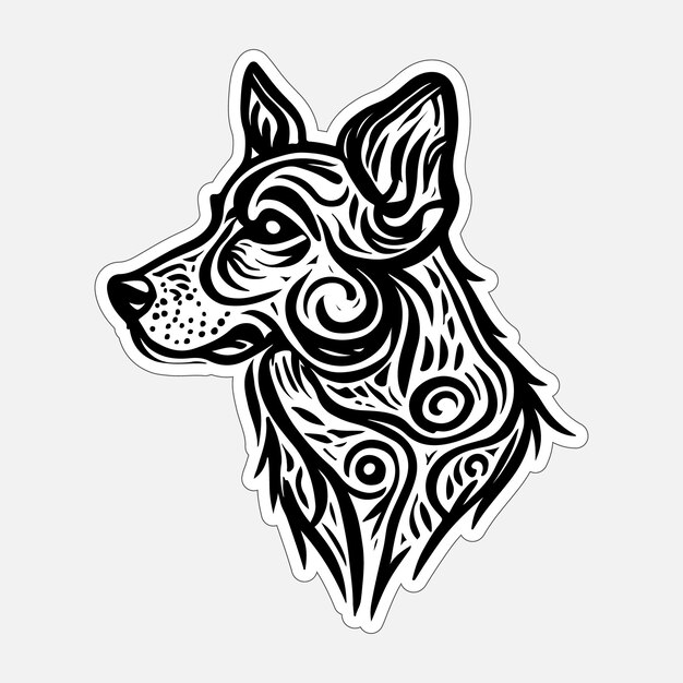 Vecteur stickers chiens imprimables en noir et blanc