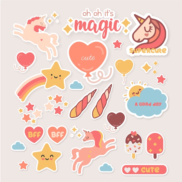 Vecteur stickers de paquet mignon