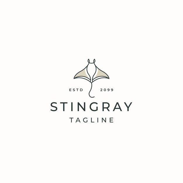 Stingray Animal Logo Icône Design Modèle Vecteur Plat