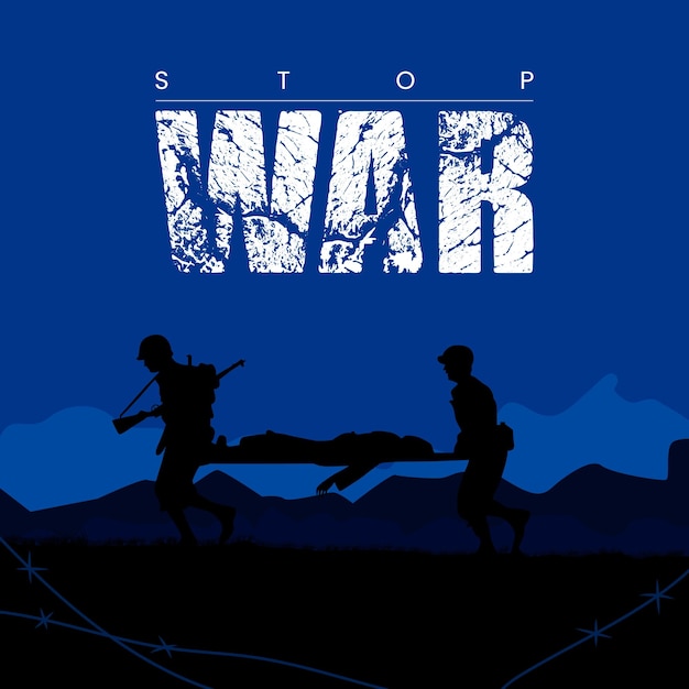 Vecteur stop war bannière guerre fond silhouette guerre fond