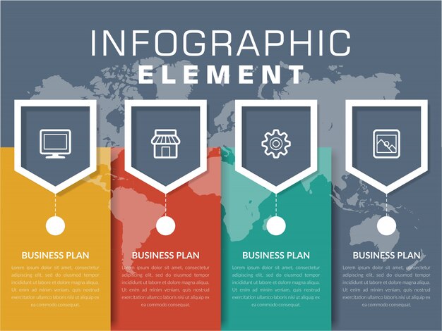 Stratégie Commerciale De L'élément D'infographie En Quatre Points Avec Des Icônes