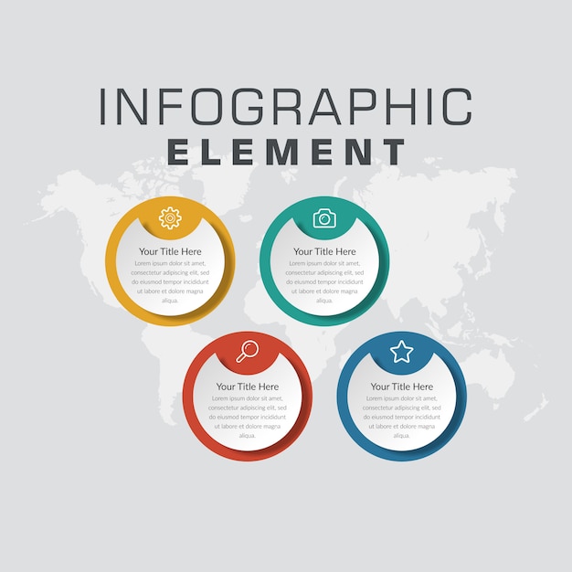 Stratégie Commerciale De L'élément Infographique Colorfull à Quatre Points Avec Des Icônes