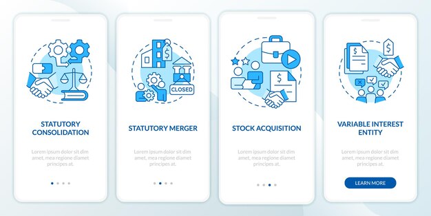 Stratégies de consolidation d'entreprise écran d'application mobile d'intégration bleu