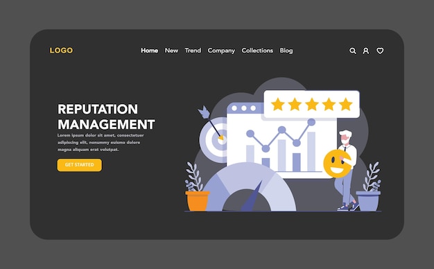 Stratégies de gestion de la réputation en mode nuit ou sombre sur le web ou sur les pages de destination pour une marque positive