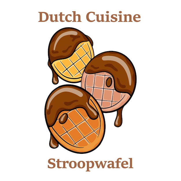 Stroopwafels avec sauce au caramel Dutch Waffles isolé sur fond blanc
