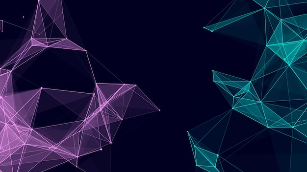 Structure de connexion réseau Arrière-plan bleu abstrait avec des points et des lignes en mouvement Illustration futuriste Design technologique numérique Illustration vectorielle
