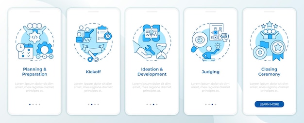 Structure du processus du hackathon écran bleu d'intégration de l'application mobile