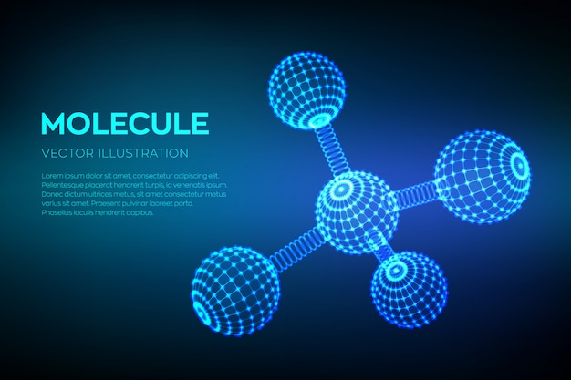 Structure de la molécule. ADN, atome, neurones. Molécules et formules chimiques.